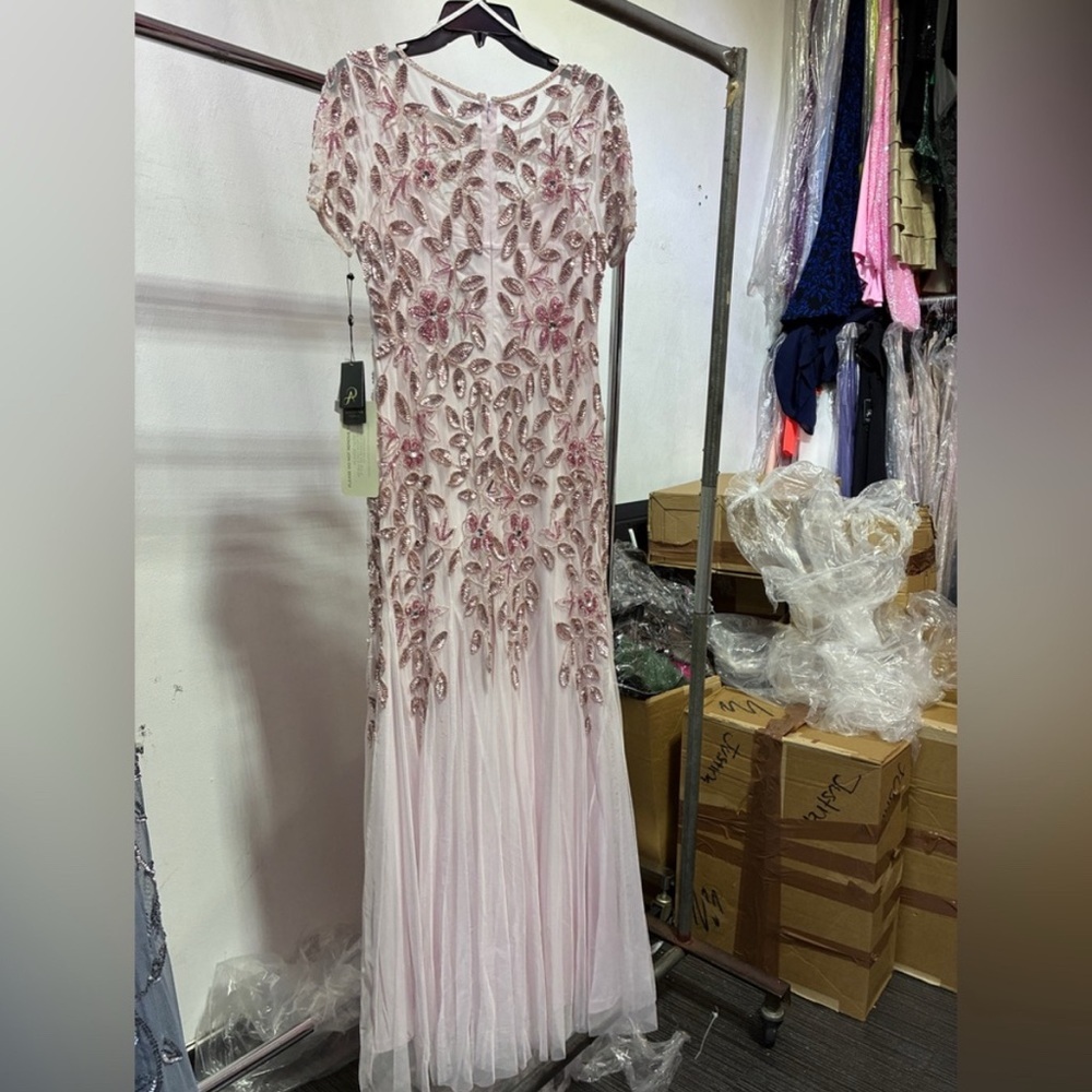 Adrianna Papell Blush Beaded Tulle Gown SZ 6 NWT Formal MOB GALA Dress Evening - Picture 12 of 16